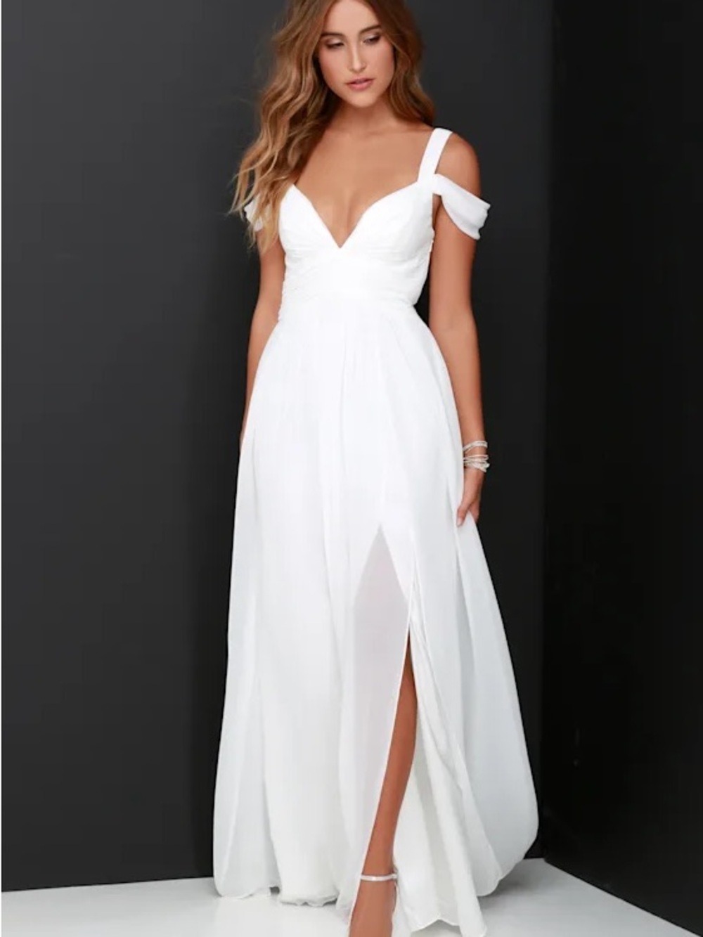 Lulu's Ocean of Elegance Ivory Maxi Dress
